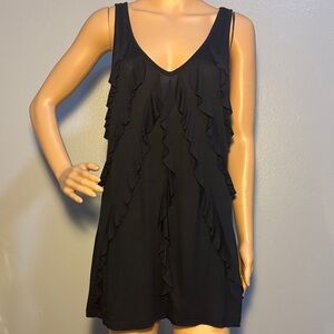 Express Black Vertical Ruffled Sleeveless Tunic - Never Worn!